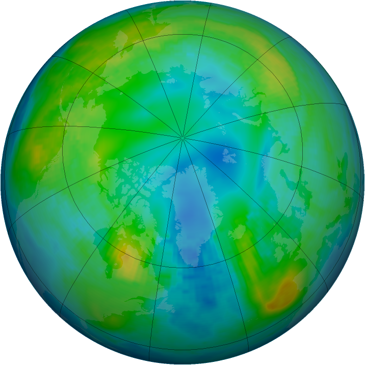 Arctic ozone map for 07 November 1984